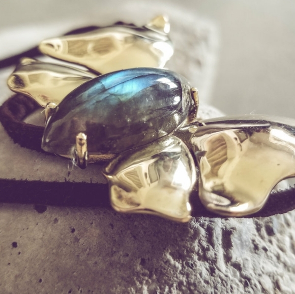 Labradorite brass butterfly pendant necklace … - Picture 8 of 9